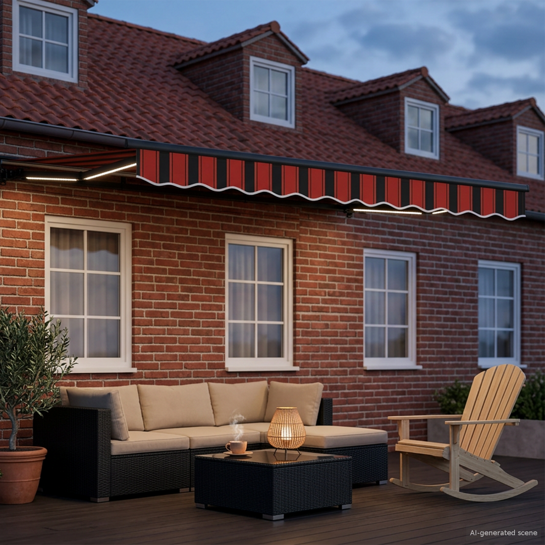 Manuel markise-ramme med LED-lys 3,5 x 2,5 m