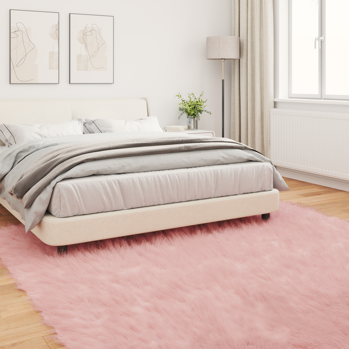Fuskobbel lammeskindstæppe TAFALLA Lyserød 240 x 240 cm