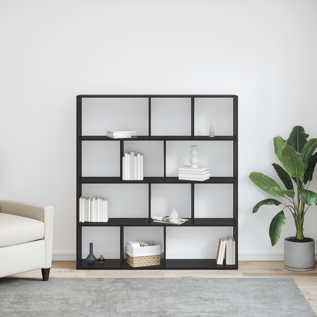 Bogskab Sort eg 132 x 29 x 141,5 cm Konstrueret træ