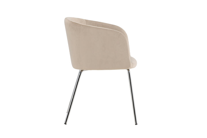 Venture Home Berit Dining Chair - Silver Chrome Legs / Beige Velvet