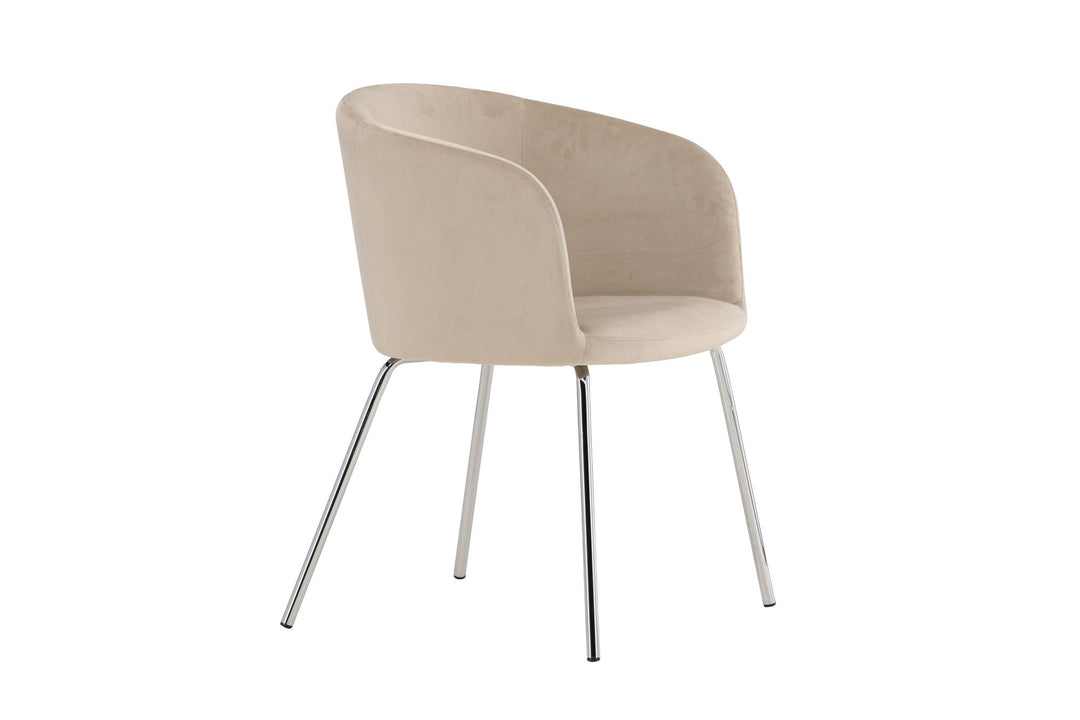 Venture Home Berit Dining Chair - Silver Chrome Legs / Beige Velvet