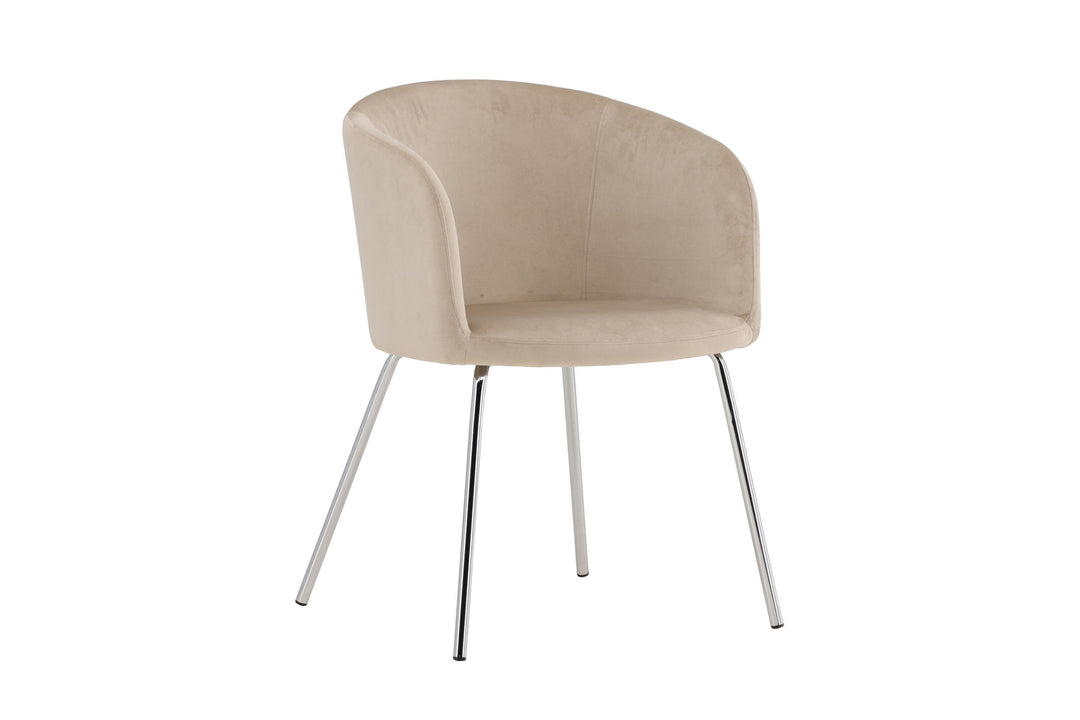 Venture Home Berit Dining Chair - Silver Chrome Legs / Beige Velvet