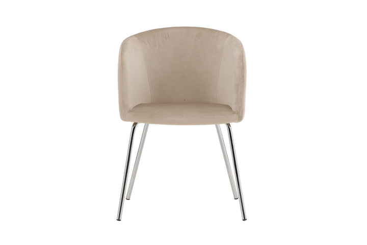 Venture Home Berit Dining Chair - Silver Chrome Legs / Beige Velvet