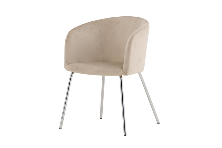 Venture Home Berit Dining Chair - Silver Chrome Legs / Beige Velvet