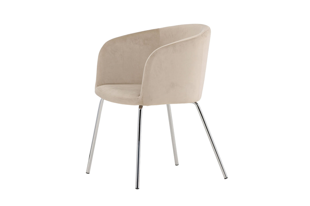 Venture Home Berit Dining Chair - Silver Chrome Legs / Beige Velvet