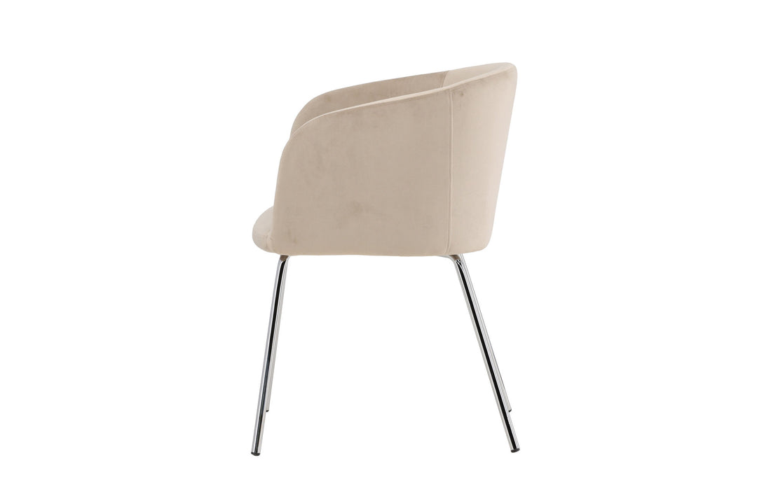 Venture Home Berit Dining Chair - Silver Chrome Legs / Beige Velvet
