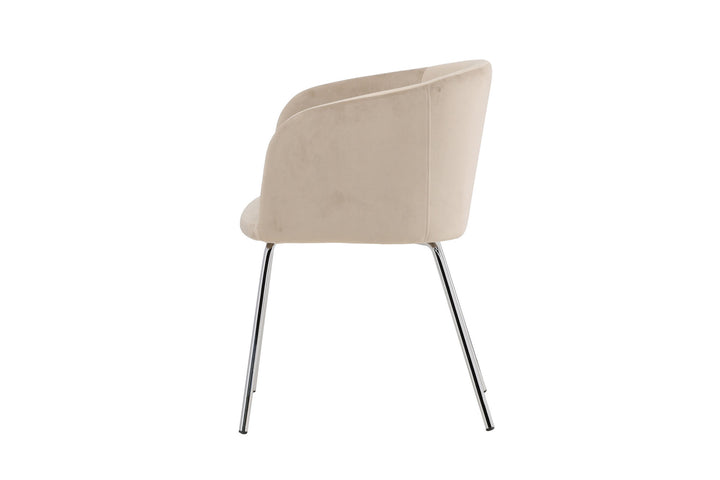 Venture Home Berit Dining Chair - Silver Chrome Legs / Beige Velvet