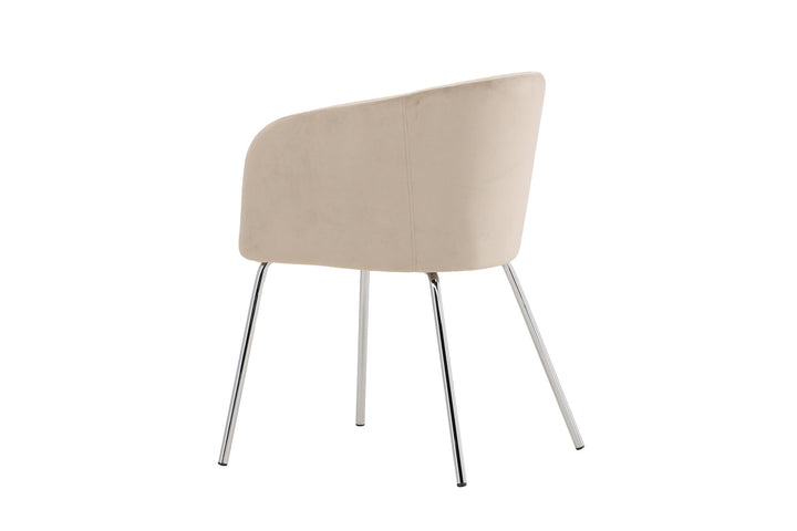 Venture Home Berit Dining Chair - Silver Chrome Legs / Beige Velvet