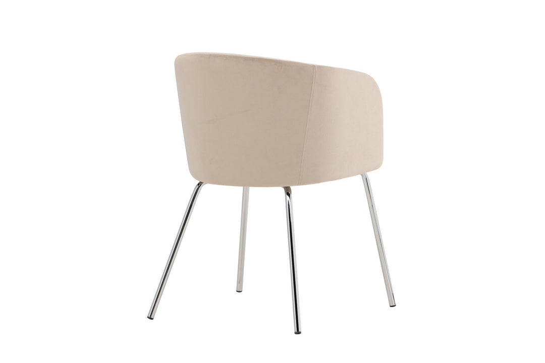 Venture Home Berit Dining Chair - Silver Chrome Legs / Beige Velvet