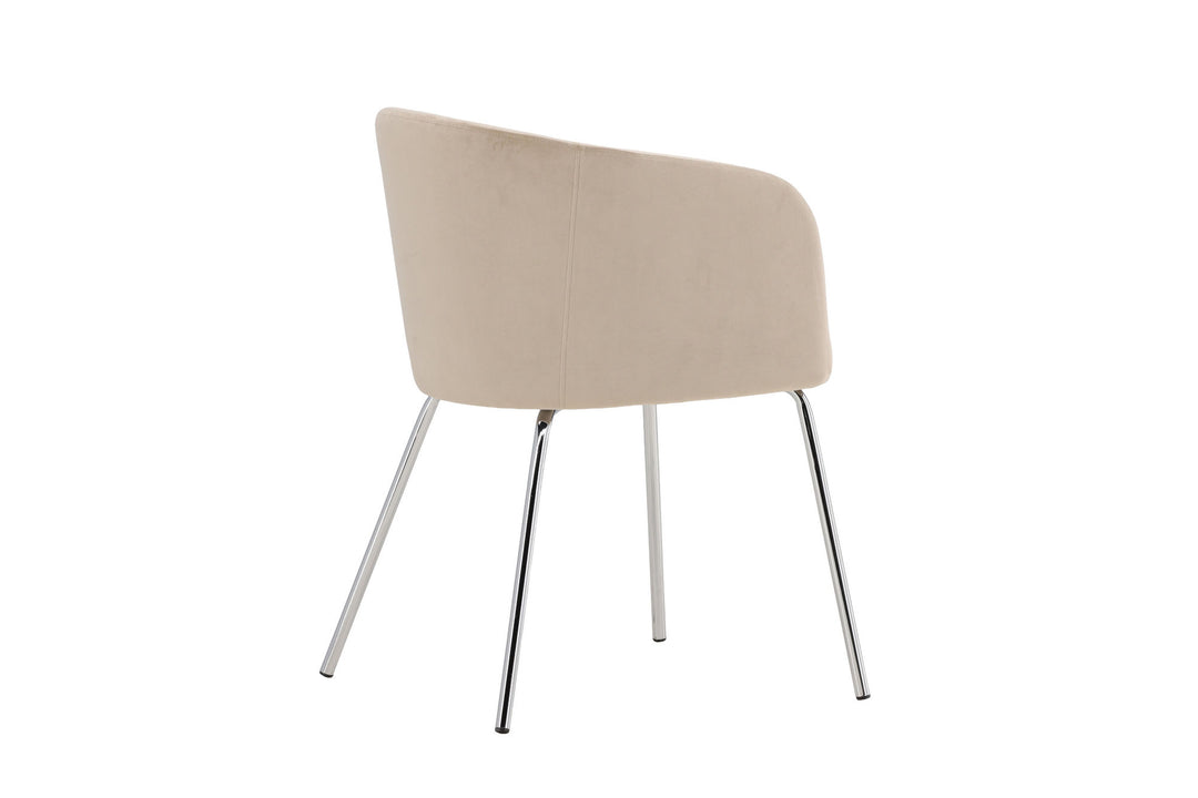 Venture Home Berit Dining Chair - Silver Chrome Legs / Beige Velvet
