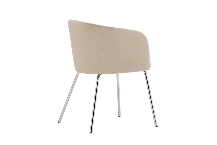 Venture Home Berit Dining Chair - Silver Chrome Legs / Beige Velvet