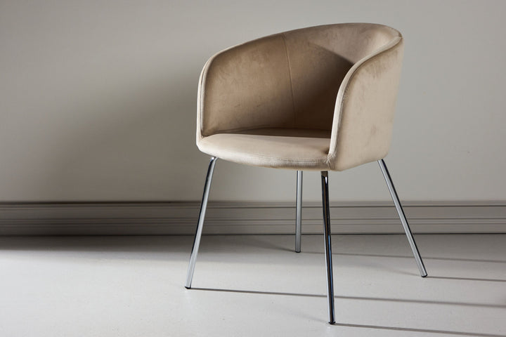 Venture Home Berit Dining Chair - Silver Chrome Legs / Beige Velvet