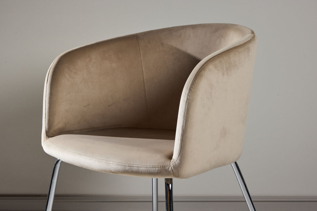 Venture Home Berit Dining Chair - Silver Chrome Legs / Beige Velvet