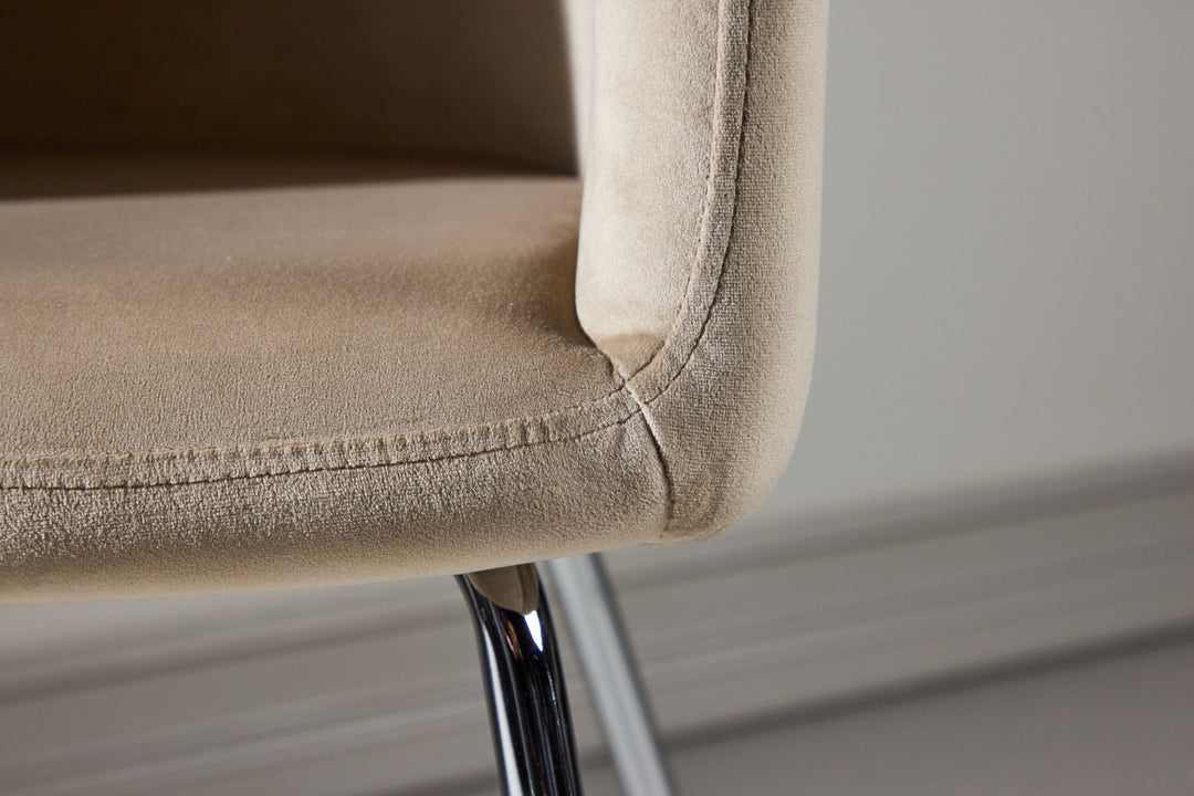 Venture Home Berit Dining Chair - Silver Chrome Legs / Beige Velvet