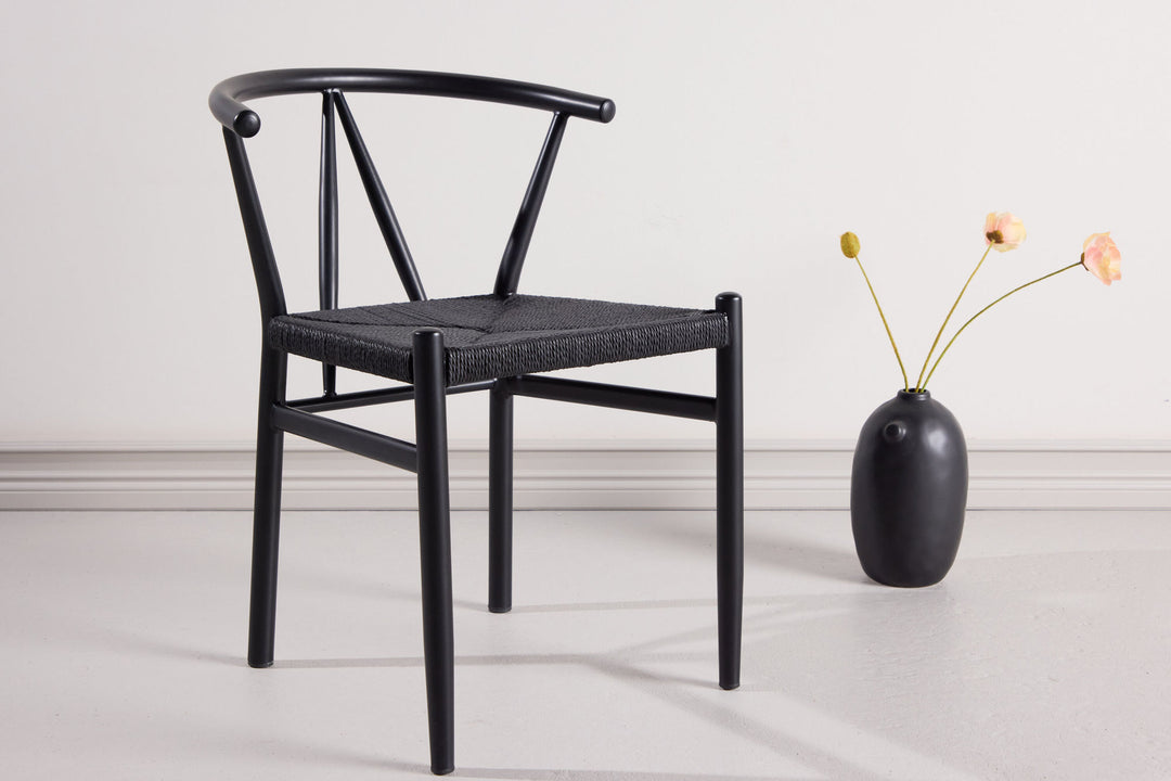Venture Home Alfons Dining Chair - Black Steel / Black Rope