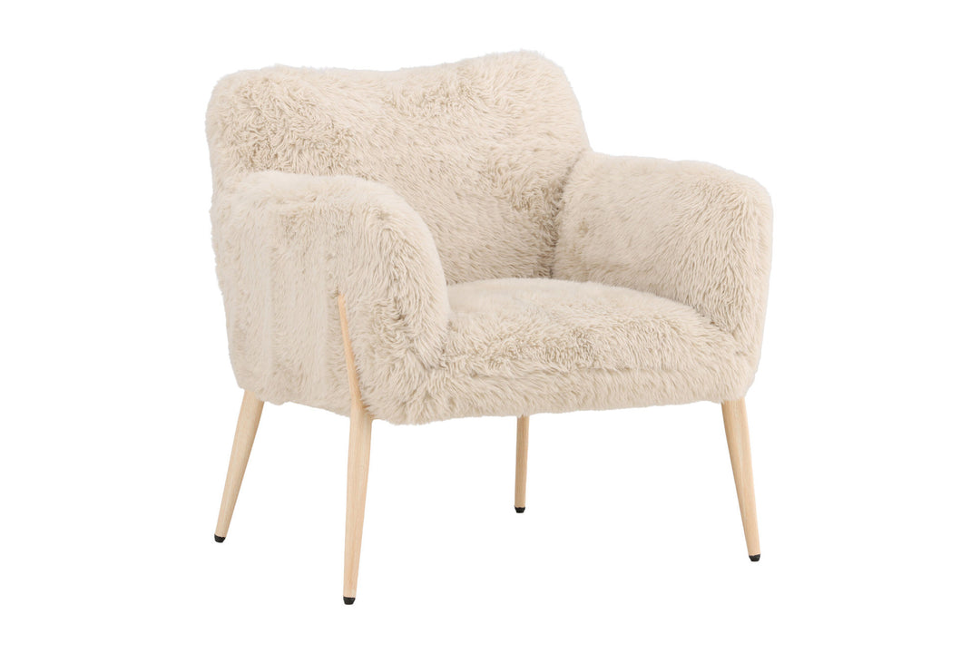 Venture Home Zenzi Armchair - Woodlook steel frame / Beige Fake Fur