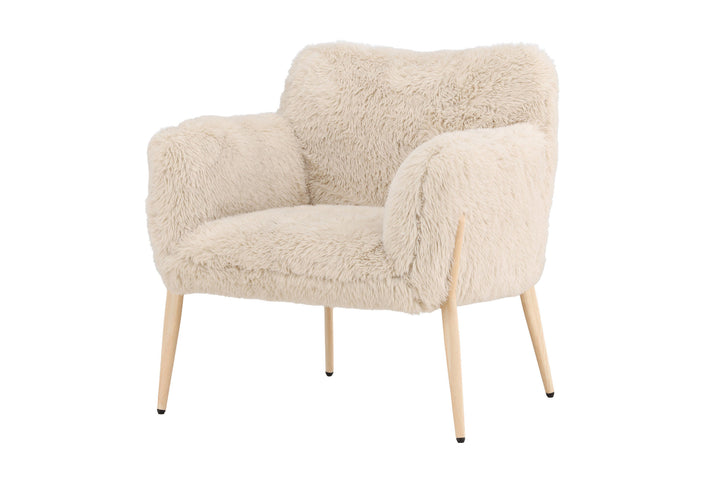 Venture Home Zenzi Armchair - Woodlook steel frame / Beige Fake Fur