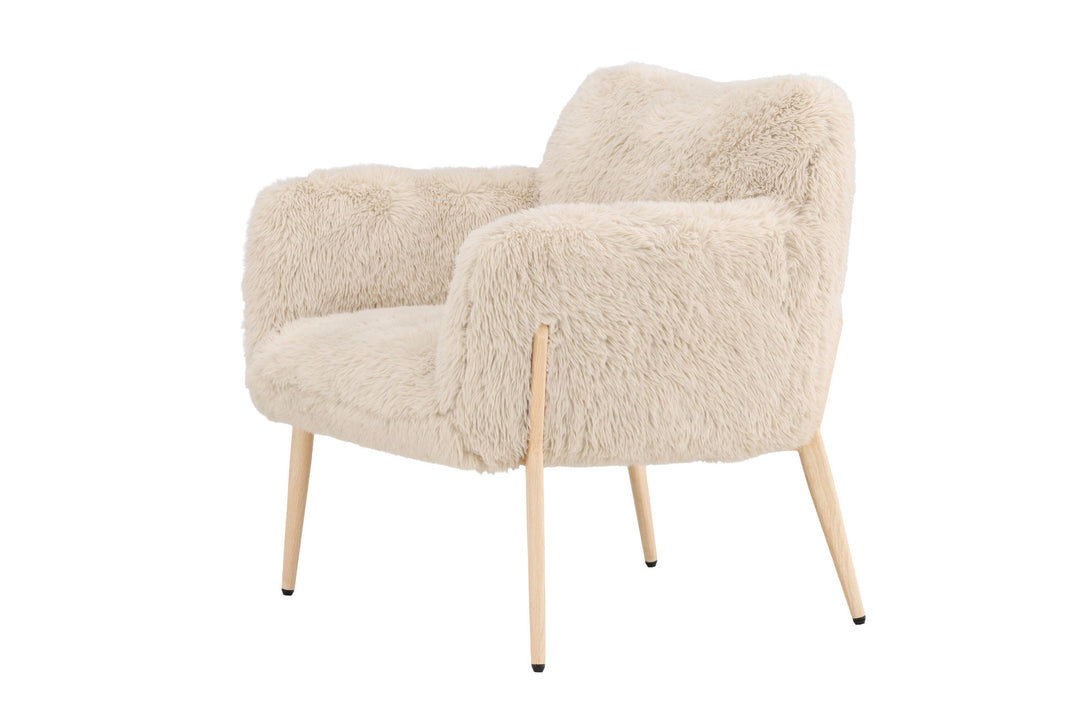 Venture Home Zenzi Armchair - Woodlook steel frame / Beige Fake Fur