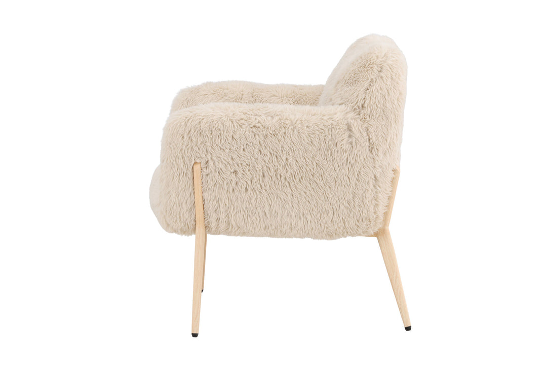 Venture Home Zenzi Armchair - Woodlook steel frame / Beige Fake Fur