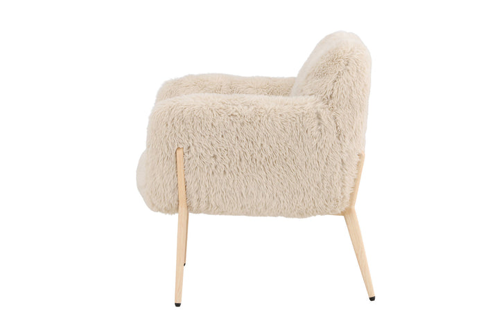 Venture Home Zenzi Armchair - Woodlook steel frame / Beige Fake Fur