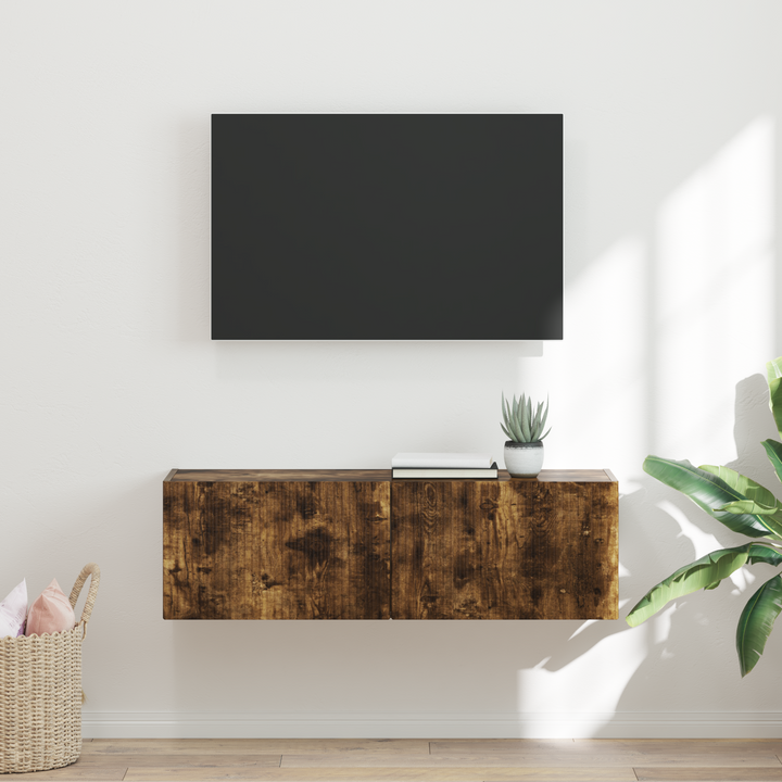 TV vægskab Røget eg 98 x 31 x 29,5 cm Konstrueret træ
