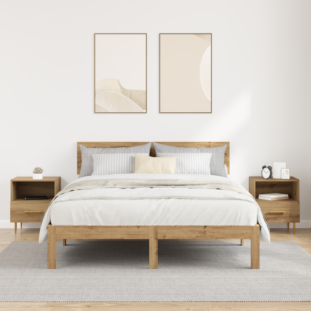 Sengebord 2 pcs Brun 40 x 35 x 47,5 cm Konstrueret træ