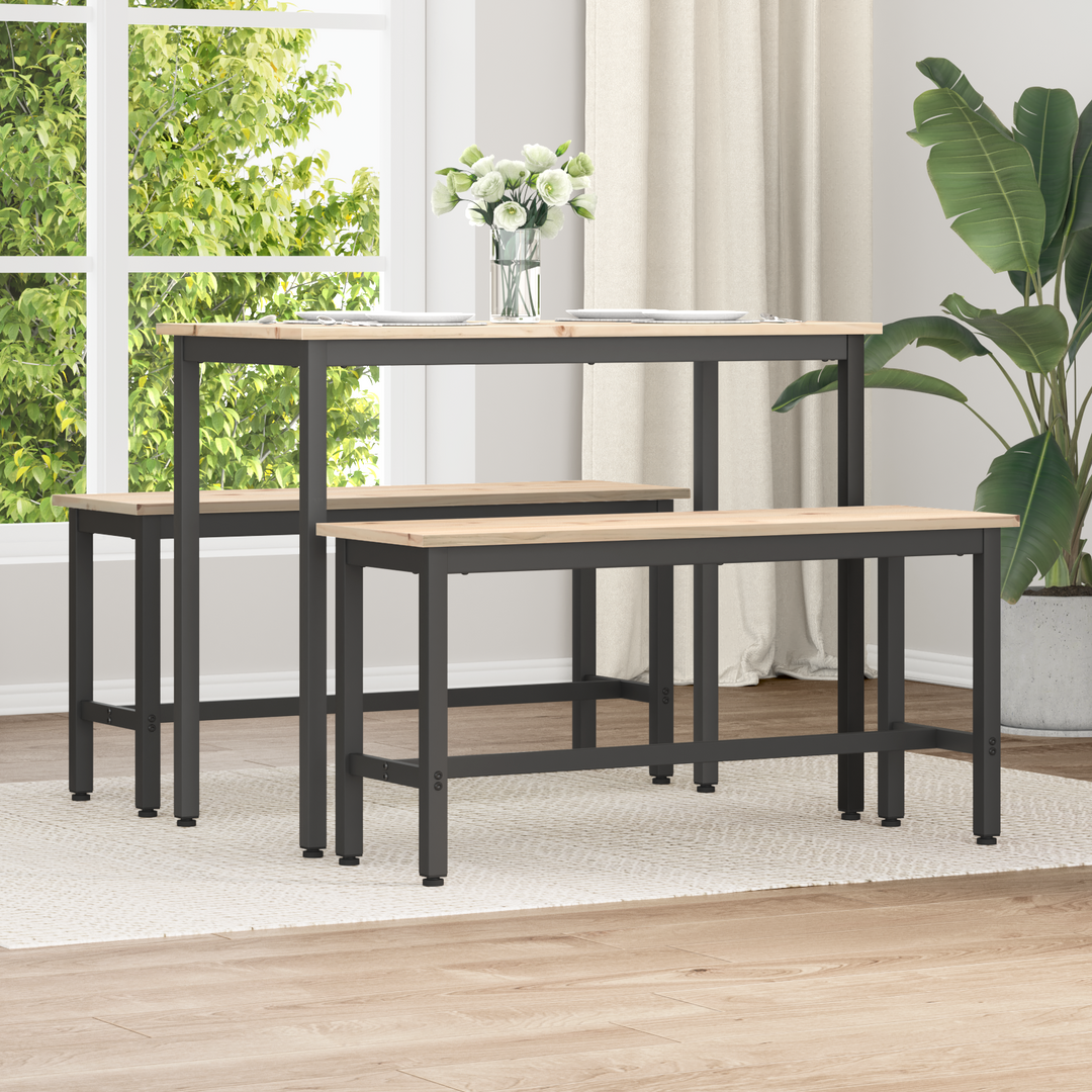 Spisebænke 2 pcs Naturfarvet 100 x 32,5 x 49 cm