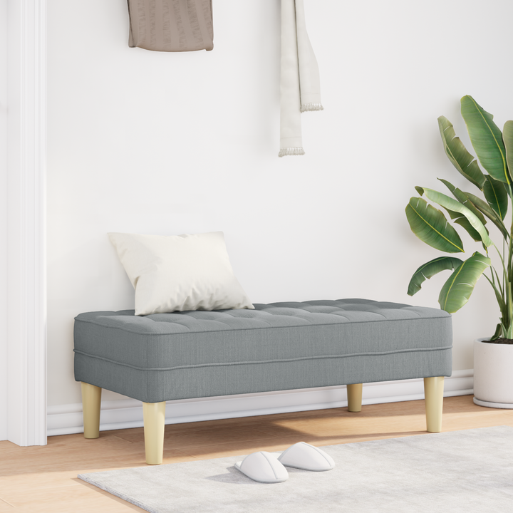 bænk med pude Lysegrå 113 x 57 x 39 cm Stof