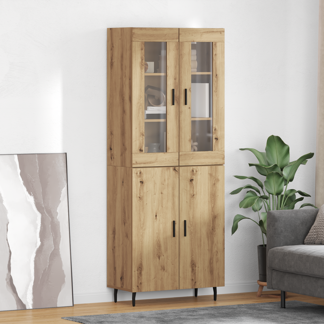 Highboard 2 pcs Artisan Egetræ Ingeniørtræ og glas