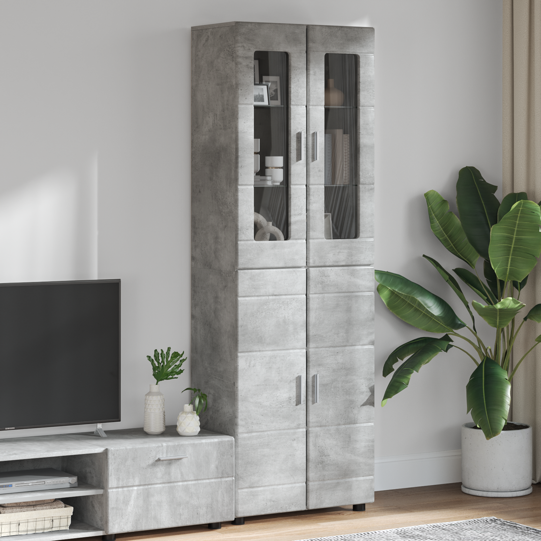 Highboard FLORIN Beton Grå 60 x 35 x 182 cm Konstrueret træ