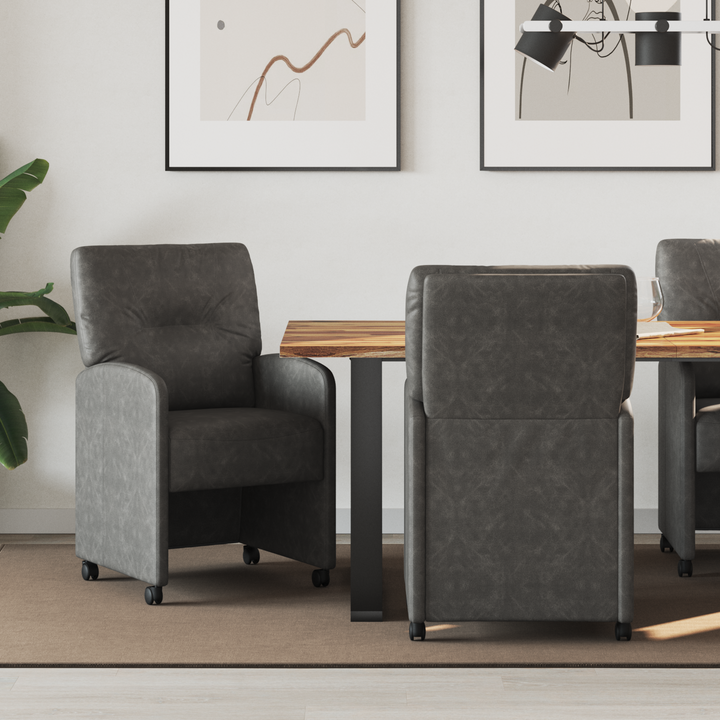Spisebordsstole med hjul 2 pcs Sort 57 x 67 x 95 cm Kunstlæder