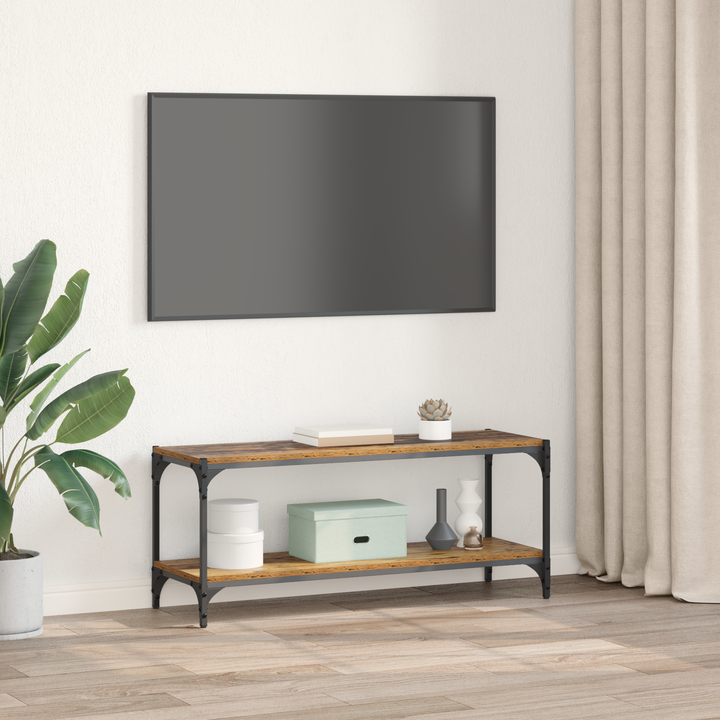 TV-skab Gammelt træ 100x33x41cm Ingeniørt træ og jern