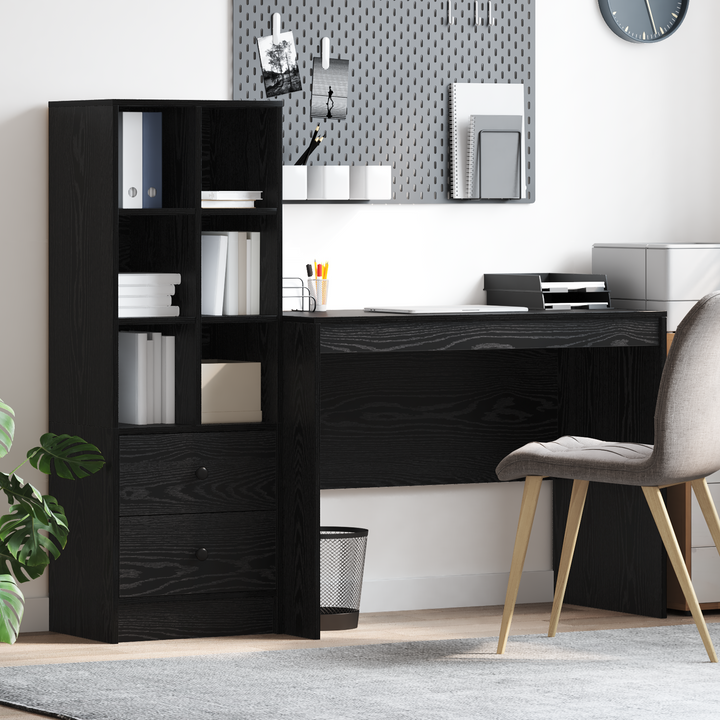 Bord med skuffe 2 pcs Sort eg