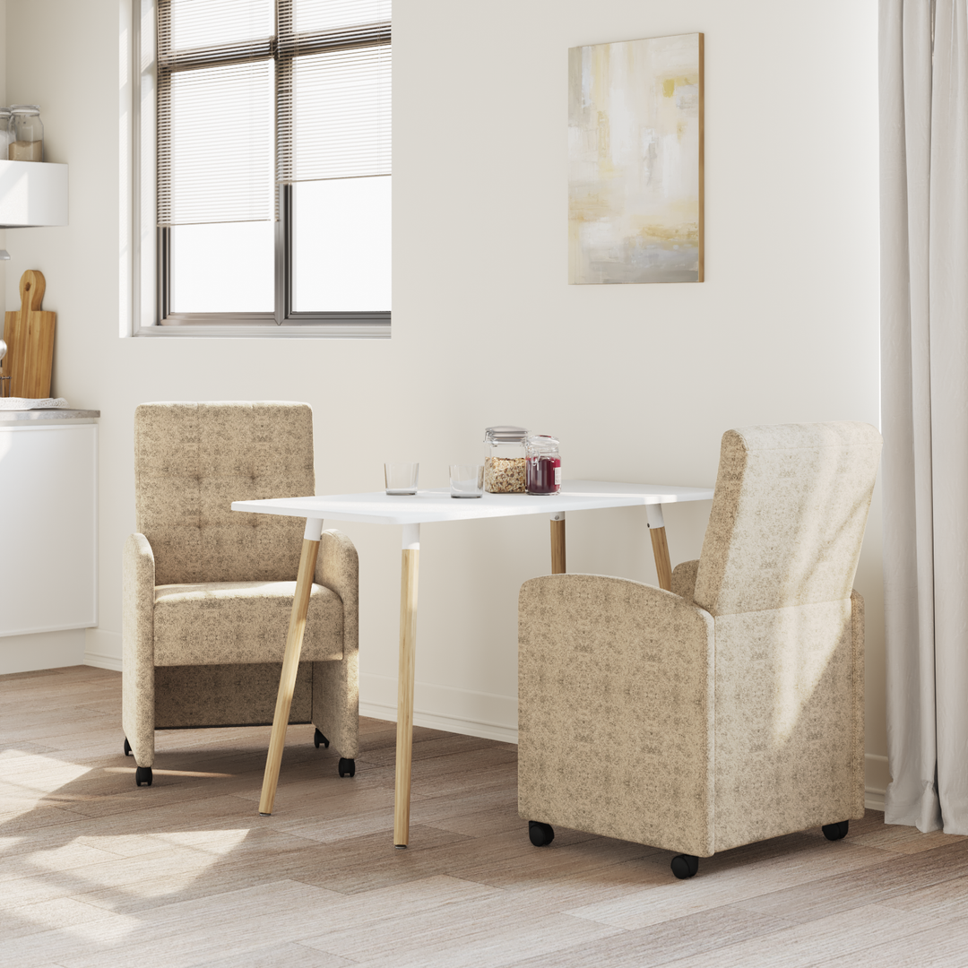 Spisebordsstole med hjul med hjul 2 pcs Lysegrå 58 x 67 x 97 cm