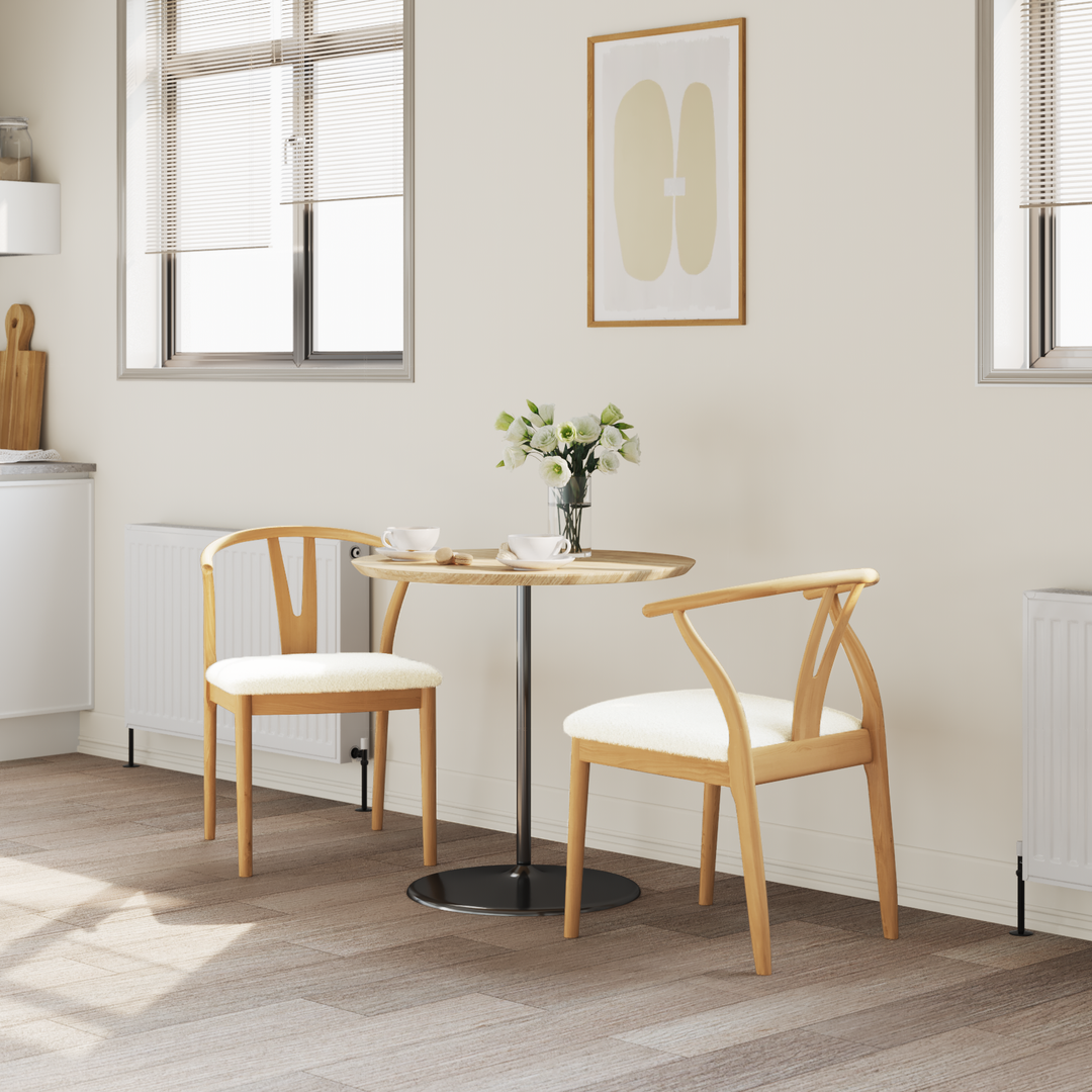 Spisestuestol 2 pcs Naturlig og lys Massiv Gummitræ