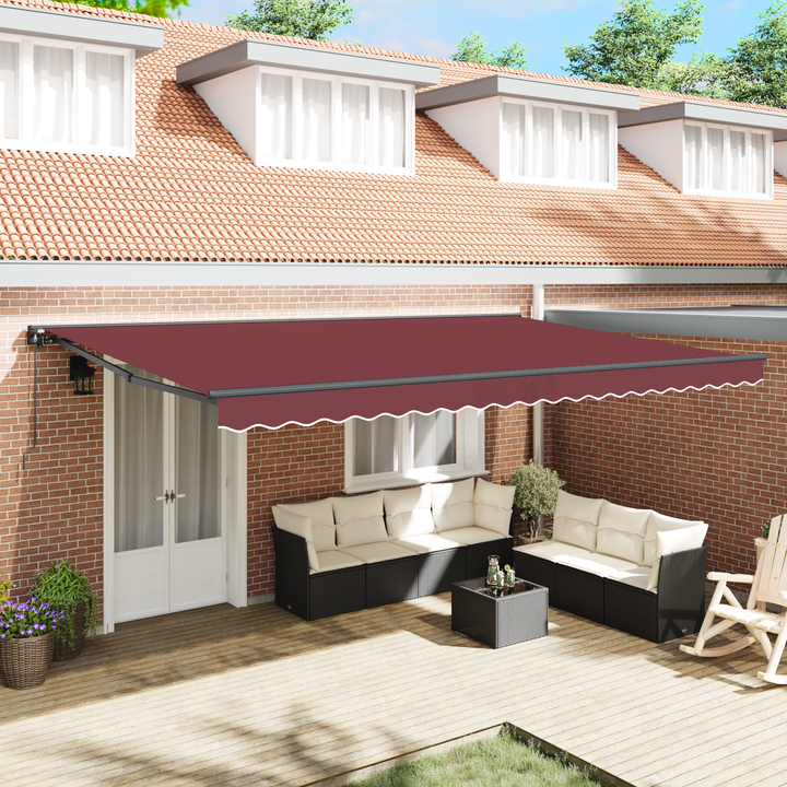 Markiseramme Bordeaux 500 × 300 cm Polyester med PU belægning