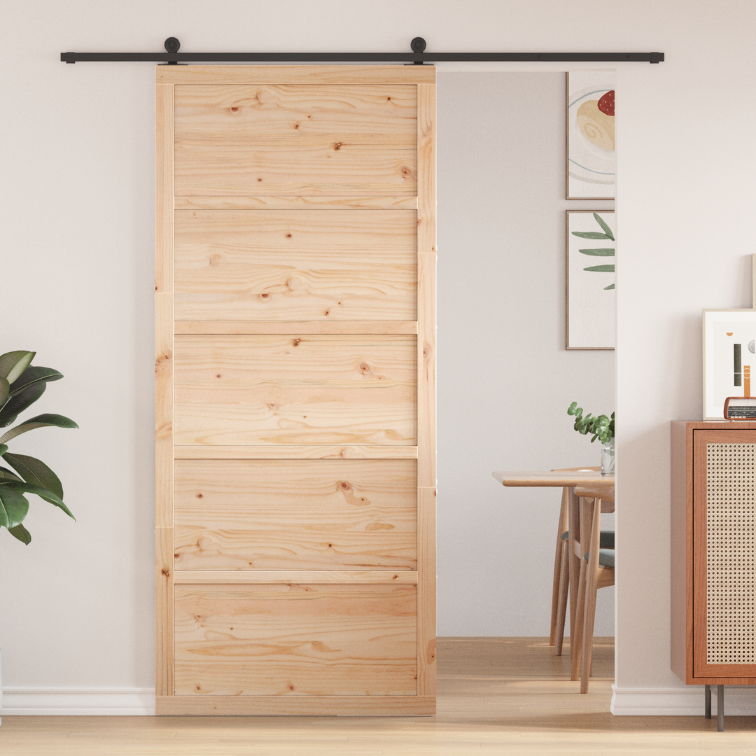 Ladedør Naturfarvet 90 x 2,5 x 208 cm Massivt fyrretræ