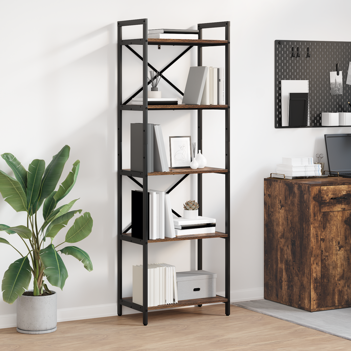 Bogreol Røget eg 56 x 34 x 171 cm Konstrueret træ