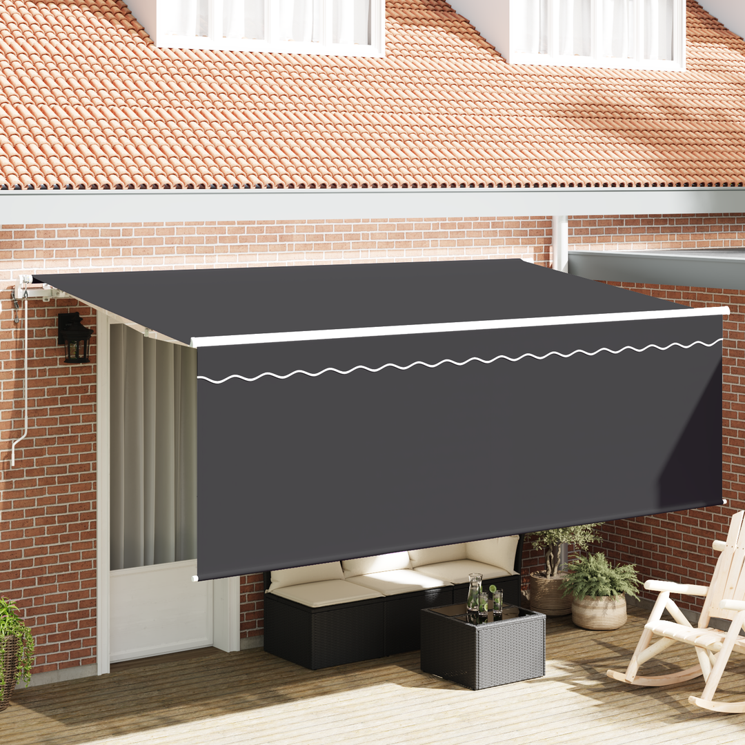 Utrækkelig Markise Antracit 350 x 200 cm Polyester og Aluminium