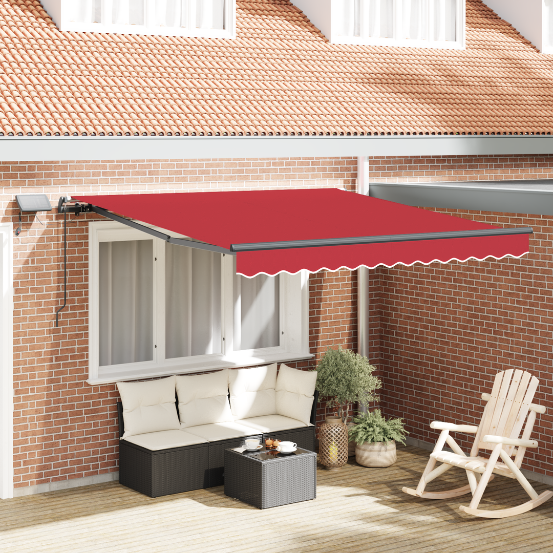 Udtrækkelig markise Rød 350 x 250 cm Stof og aluminium