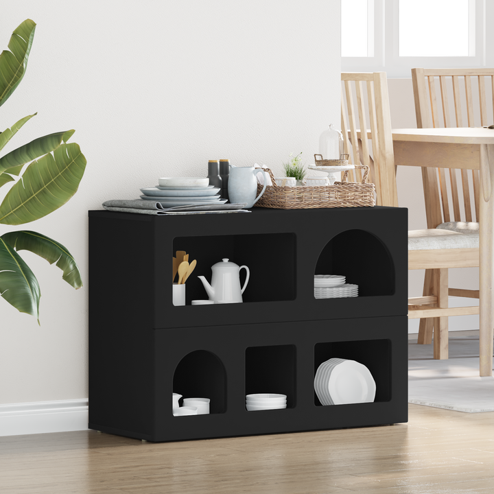 Sideboard ELST Sort 80,5 x 35 x 59 cm Konstrueret træ