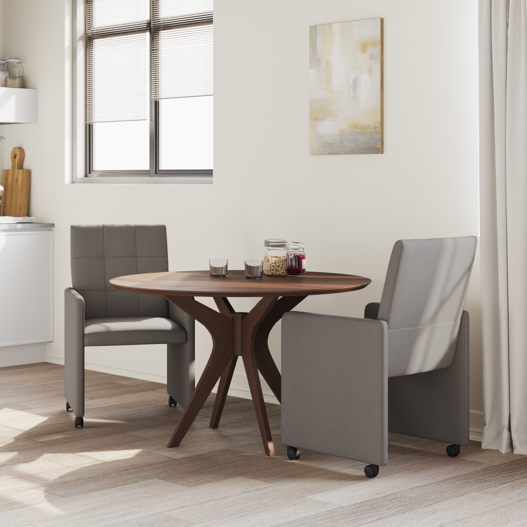 Spisebordsstole med hjul 2 pcs Gråbrun 58 x 65 x 94 cm Stof