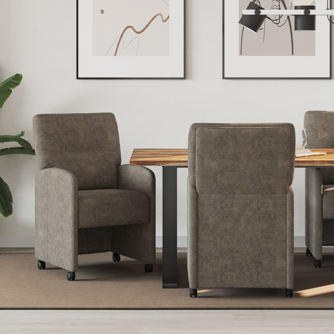 Spisebordsstole med hjul 2 pcs Mørkegrå 57 x 67 x 95 cm