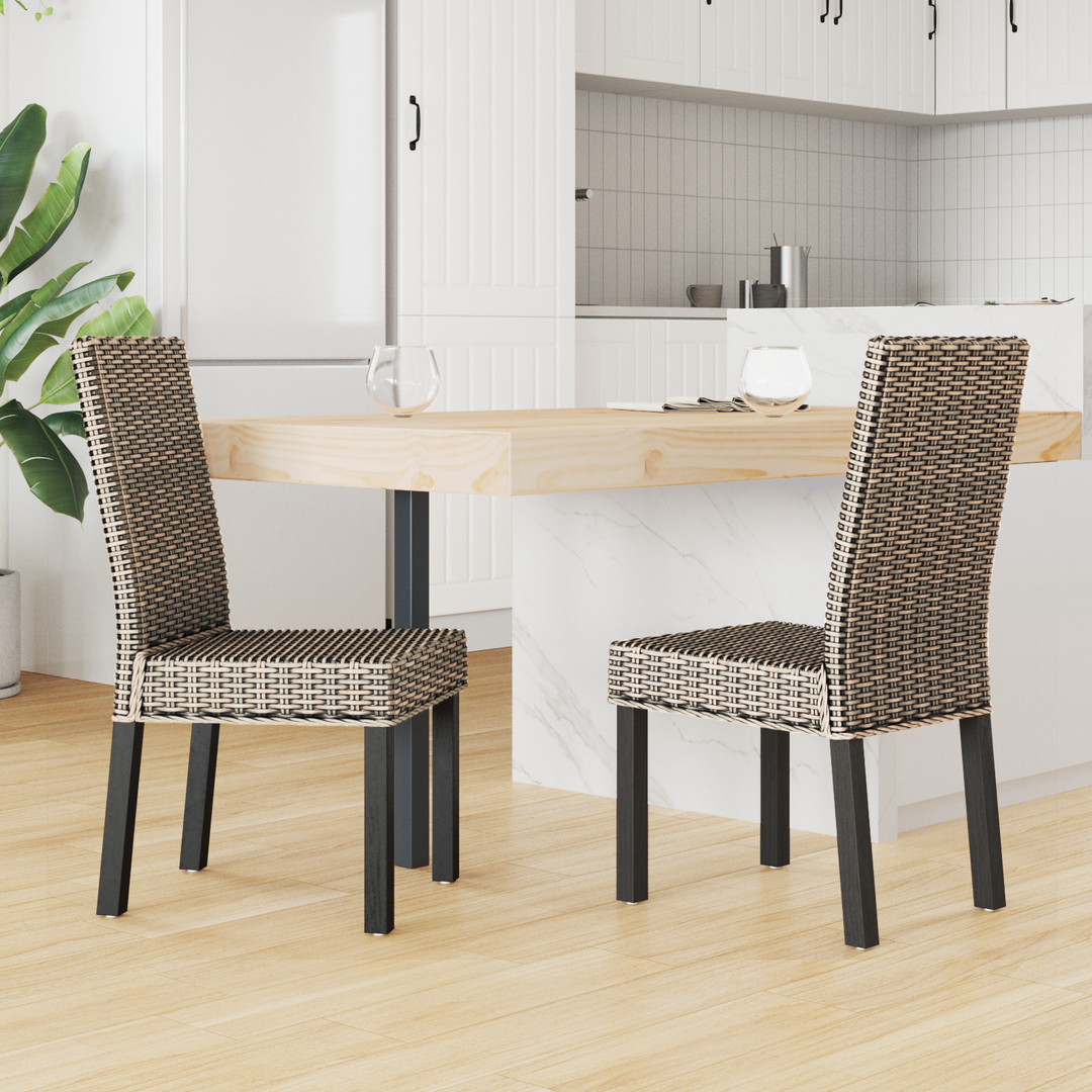 Spisestuestol 2 pcs Kubu Rattan og massiv mahogni træ