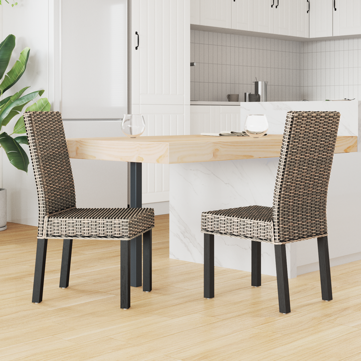 Spisestuestol 2 pcs Kubu Rattan og massiv mahogni træ