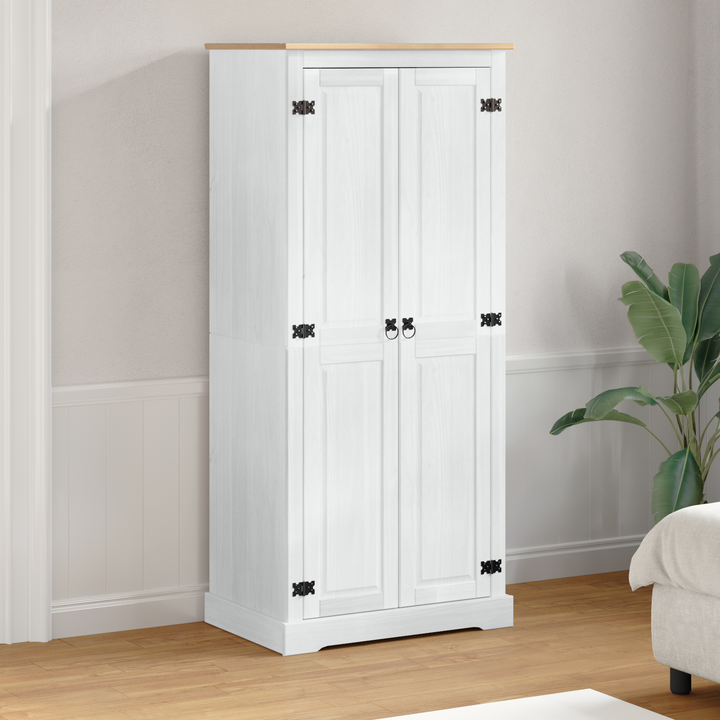 Garderober med hylde Hvid 76 x 50 x 170 cm Massiv fyrretræ