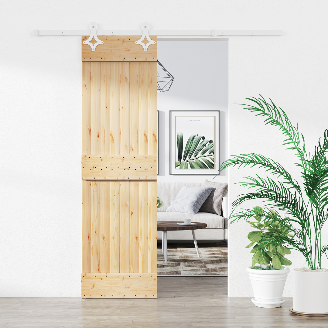 Skydedør Natur og hvid 70 x 210 cm Massivt Fyrretræ