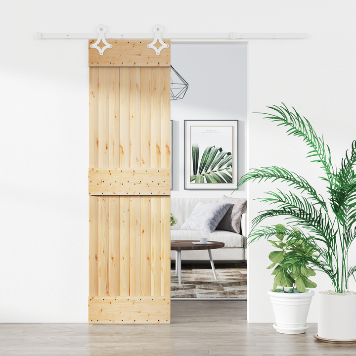 Skydedør Natur og hvid 70 x 210 cm Massivt Fyrretræ