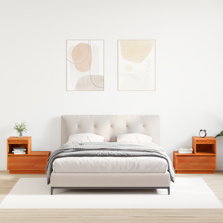 Natskab 2 pcs Voks brun 60 x 34 x 51 cm Konstrueret træ