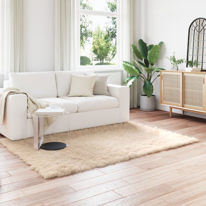 Fuskobbel lammeskindstæppe TAFALLA Beige 160 x 230 cm Polyester